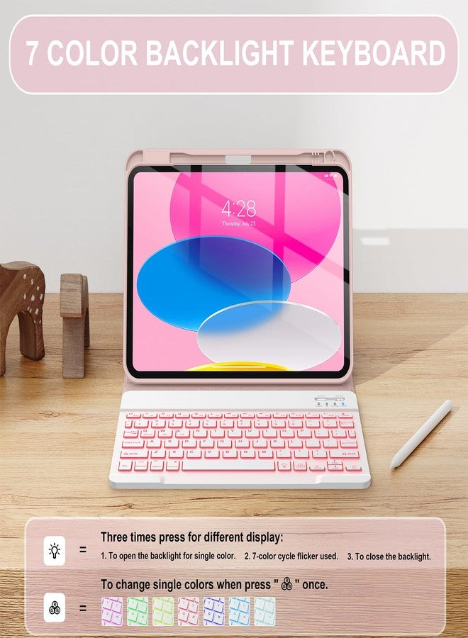 Soke for iPad (A16) 11th/10th Generation Case with Keyboard(2025/2022)-7 Color Backlight Wireless Detachable Folio Keyboard Cover with Built-in Pencil Holder for iPad 11/10.9 inch, Dreamy Marble - Image 4